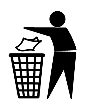 Cartoon person throwing away trash